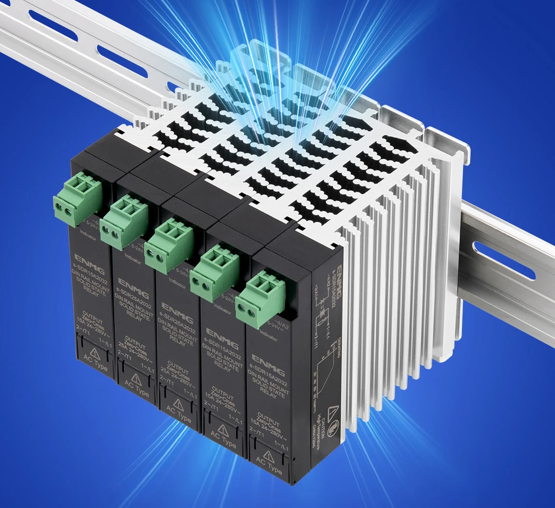 ENMG 18mm Ultra-Thin Solid State Relay Single-Phase 5-24VDC DC Control AC with Integrated Heat Sink for Electronics
