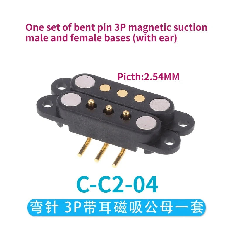 1/5 Set Waterproof DC Magnetic Pogo Pin Connector 2 3 4 5 6 7 8 9 Poles 2.54 MM Pogopin Male Female Contact Strip 90 Degree