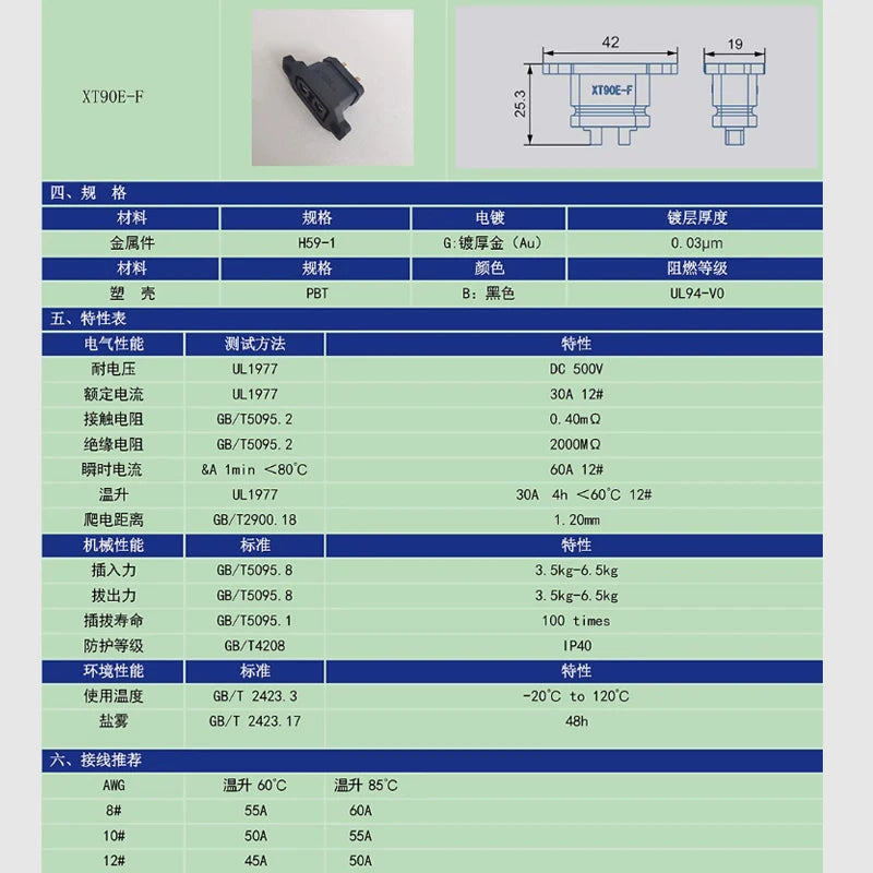 Original Amass XT90E-F Battery Connector XT90E Female Plug Gold-plated XT90 Mountable Connector Plug  Yellow Socket