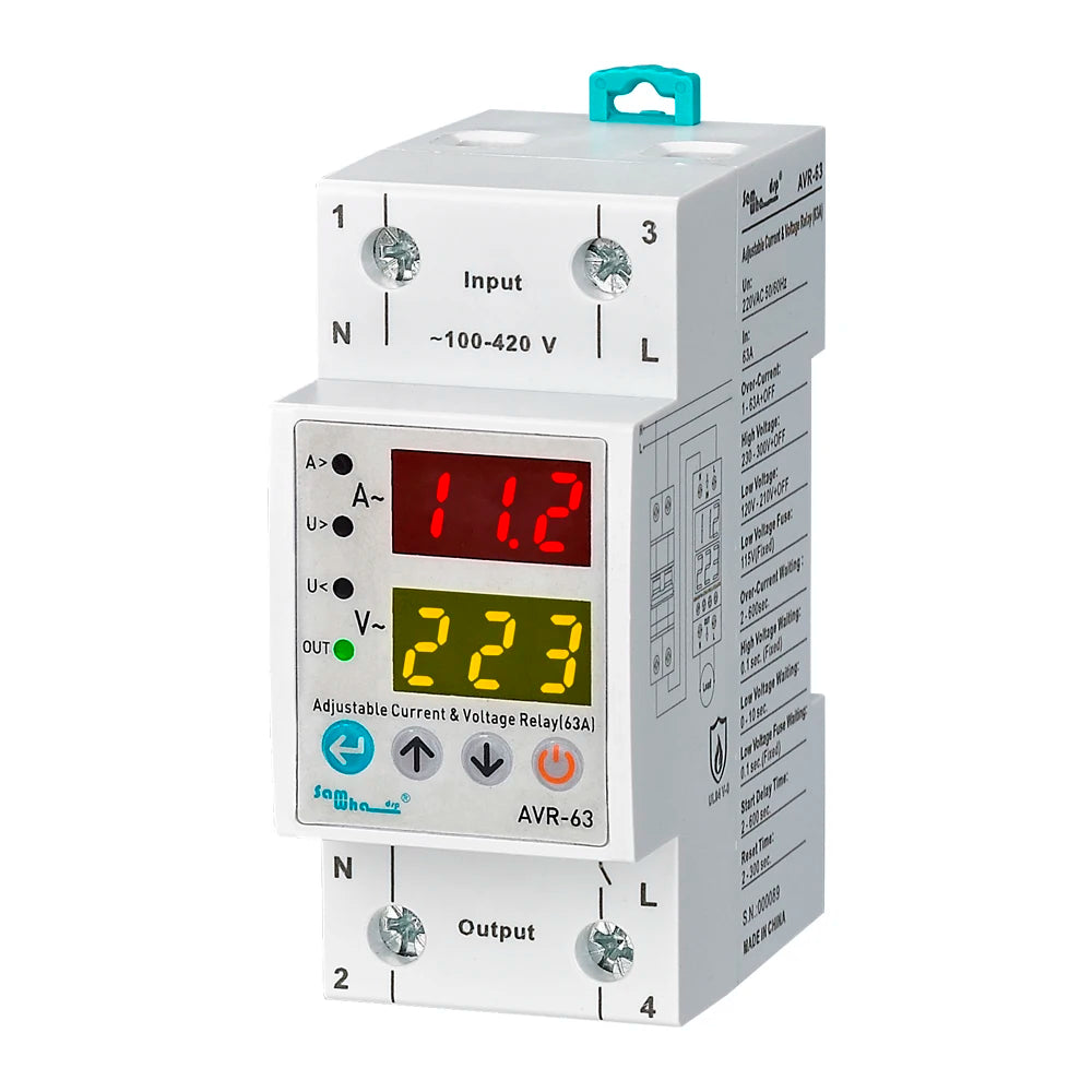 Samwha-Dsp AVR-XX Dual Display Adjustable Voltage and Over-current Protection Relay 40A,63A