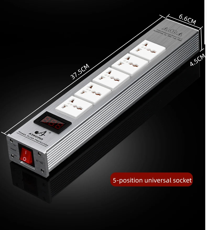 ATAUDIO HIFI Audio Power Filter Noise AC Power Filter Power 1500W 110V-250V  Purifier Surge Protection with EU Universal Outlets
