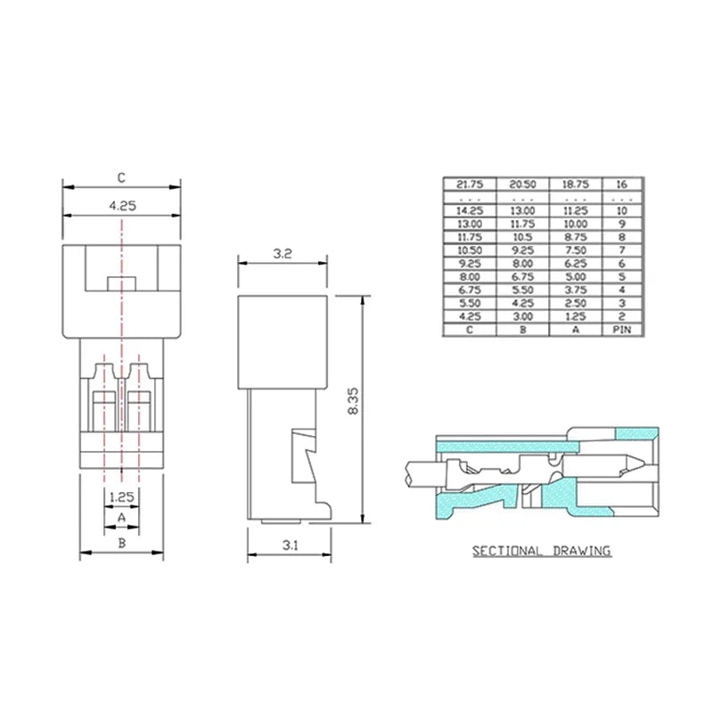 10/50 Sets Micro JST 1.25mm Wire to Wire Type Connector Kit with Male/Female Housing And Terminals for Electronics