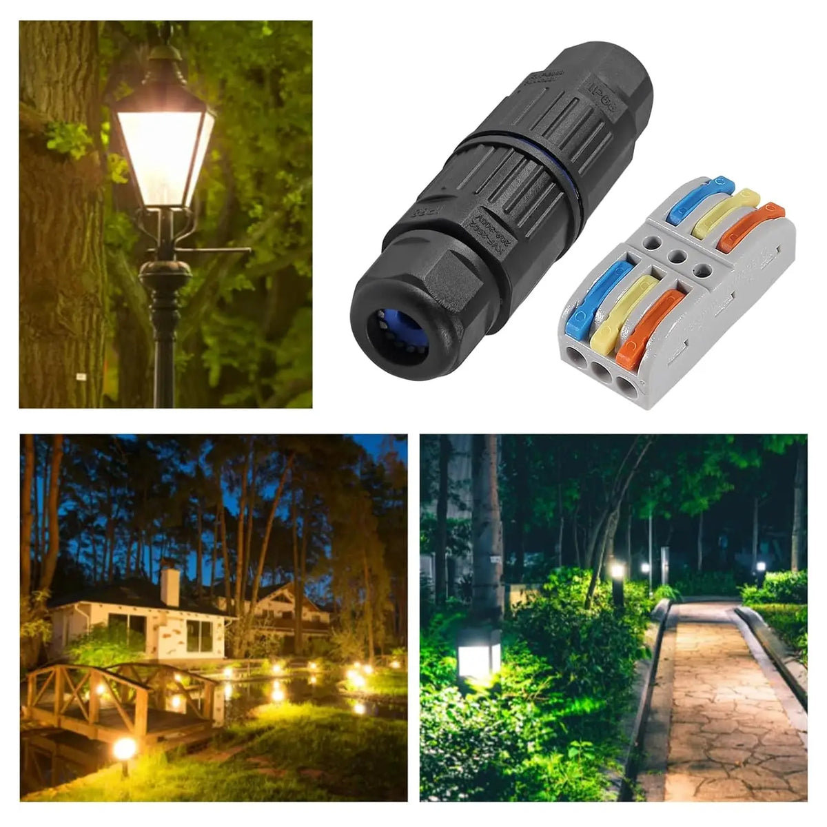 6pcs Upgraded Junction Box Outdoor Waterproof IP68, CDF 3P 3Pole Wire Connector, Replaceable Lever Wire Connectors for AWG 28-12