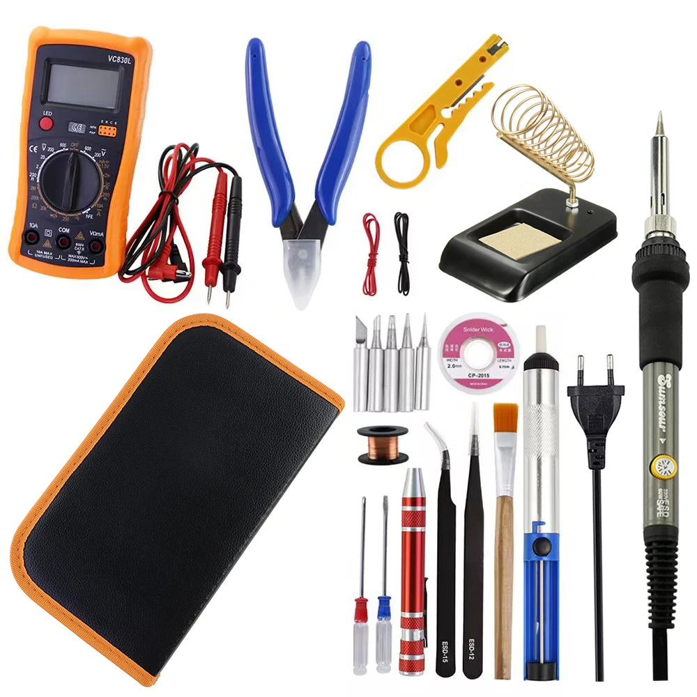 Sumsour Electric Soldering Iron 60W 220V / 110V Adjustable Temperature Welding Rework Solder Repair Tools Kit