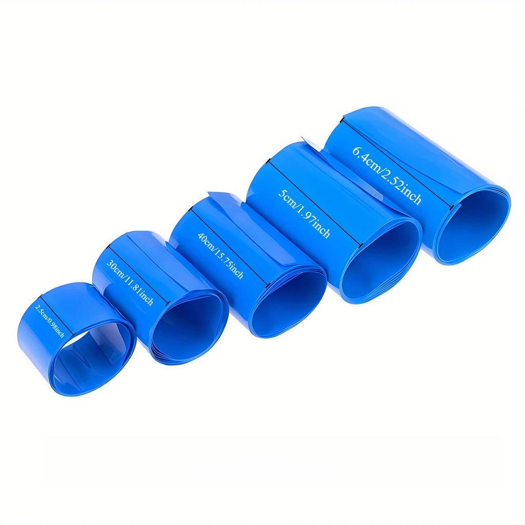 18650 21700 26650 Lipo Battery PVC Heat Shrink Tube Pack 25mm ~ 300mm Width Insulated Film Wrap Lithium Case Cable Sleeve Blue