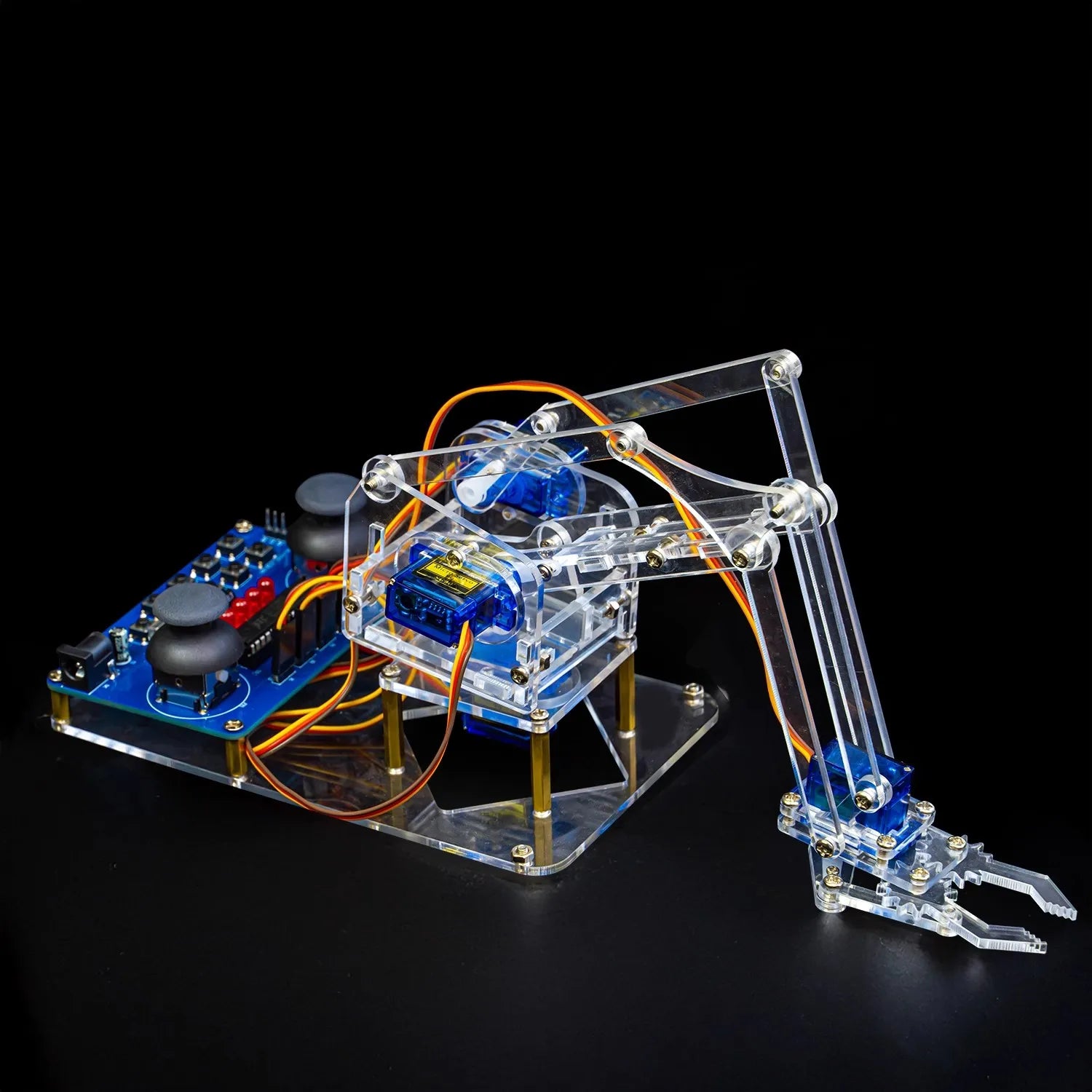 Four Degree of Freedom Assembly Robotic Arm Microcontroller Soldering Kit Acrylic Robotic Arm DIY Maker Learning Parts