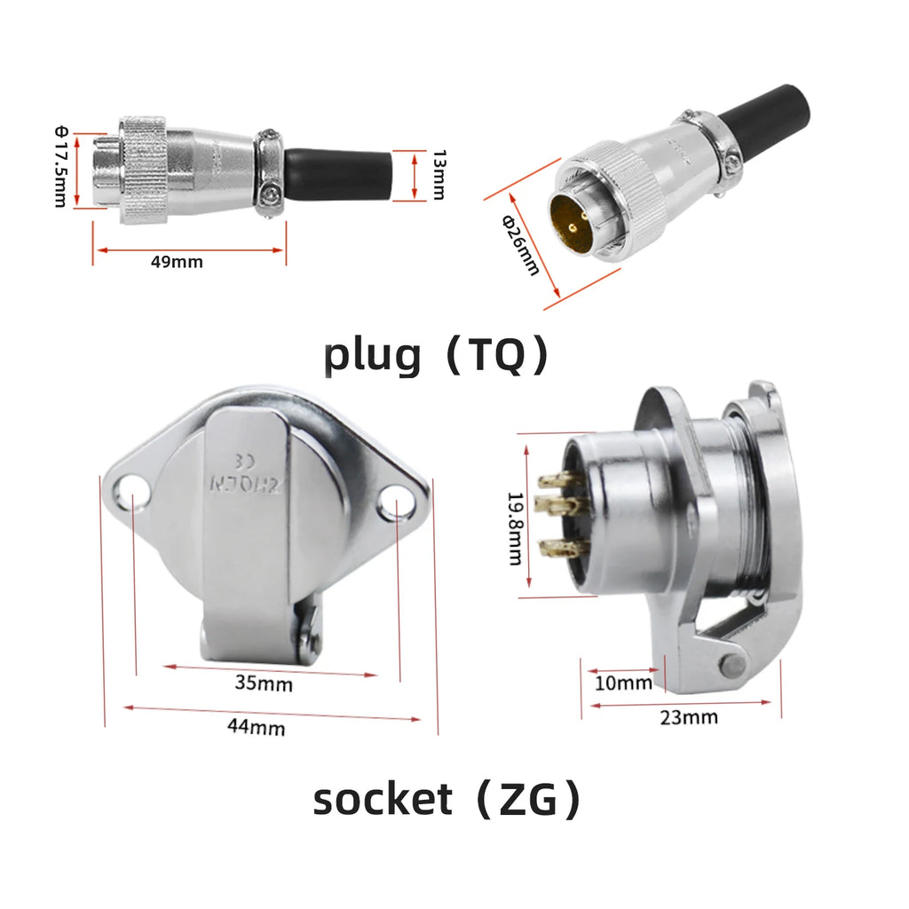 ZHQCN WS20 Connector 2 3 4 5 7 9 Pin Aviation Plug Socket Circular TQ ZQ Panel Mount Industrial Power Cable 500V 10A