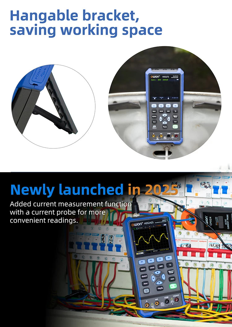 OWON HDS2102S/HDS272S/HDS242S Handheld 3-in-1 Digital Oscilloscope, Signal Generator, Multimeter | 100MHz Bandwidth, 2 Channels