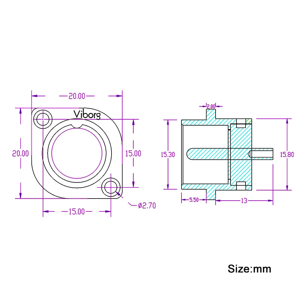 Viborg GM16G Pure Copper Made Gold Plated Micro Male Connector 2pin GX16 Aviation GX16 Male Socket Chassis