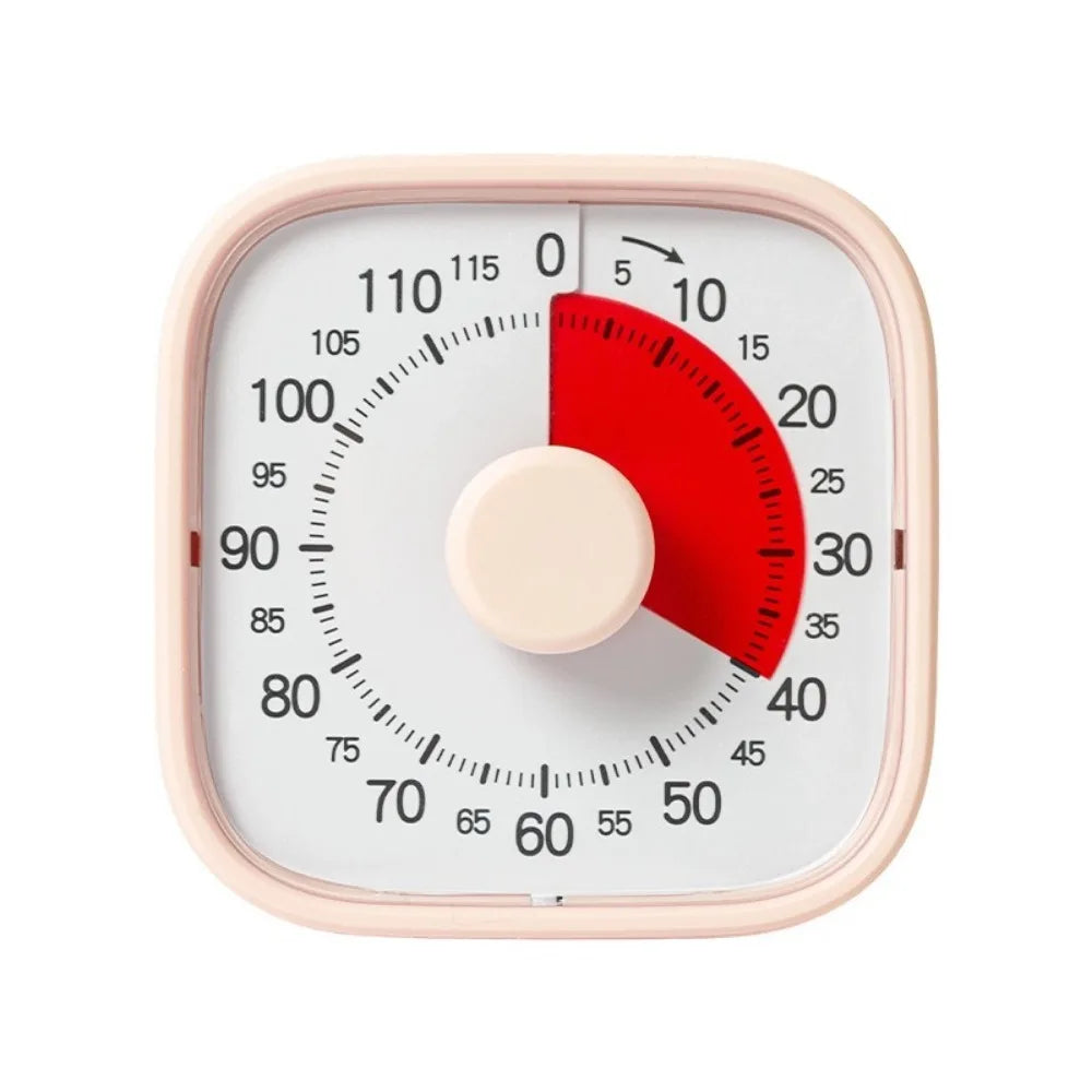120 Minutes Visual Timer Silent Operation Visualization Countdown Alarm Clock Self-Discipline Portable Kitchen Timer Children
