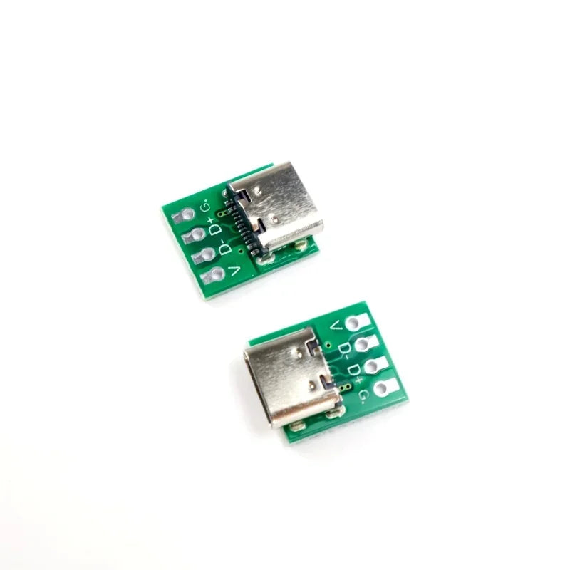 Type-C Female Port Adapter Breakout Board 16Pin Test Module Solder Pads for Data Cable Repair DIY Phone Charger Testing