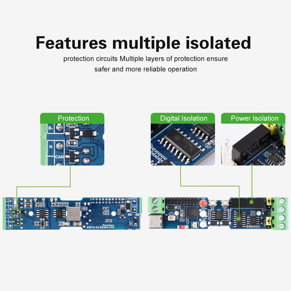 ESP32-S3-RS485-CAN 1-way WiFi Bluetooth Relay Industrial Control Board Isolated RS485/CAN Industrial Expansion Module or Sensor