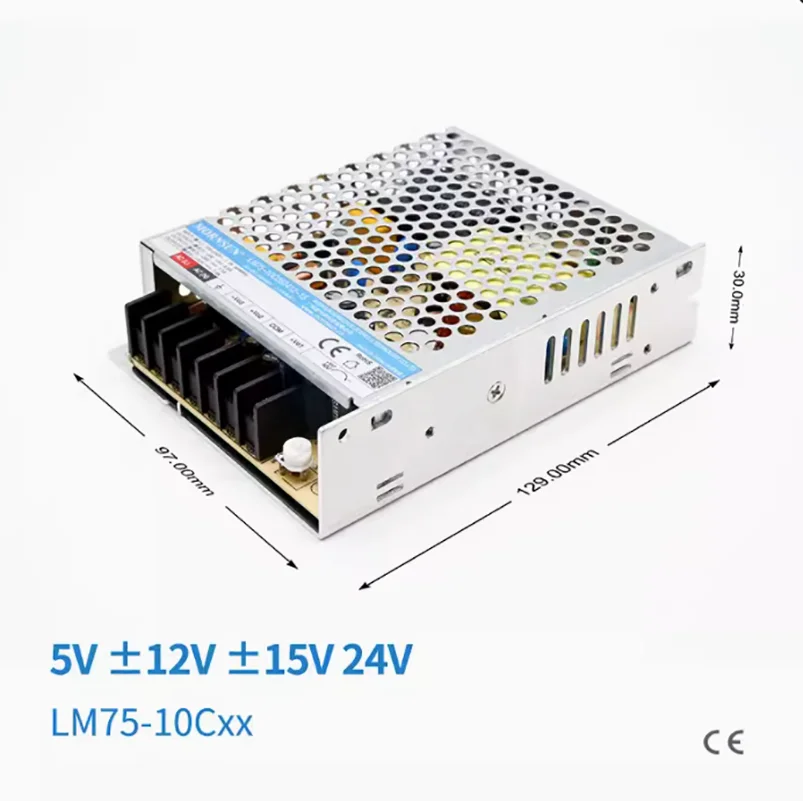 LM75-10C051212-28 LM75-10C051515-23 LM75-10C052412-15 75W AC-DC Enclosed Switching Power Supply