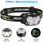 9 Led Strong Light Headlamp USB Rechageable Motion Sensor Headlight Portable Fishing Camping Outdoor Head Lamp 1200mah