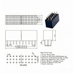 100pcs 2.54mm R/A Three Row Straight 90D Right Angle Gold-Plate Male Female Pin Header Connector 3*2/3/4/5/6/7/8/10/20/25/40Pin