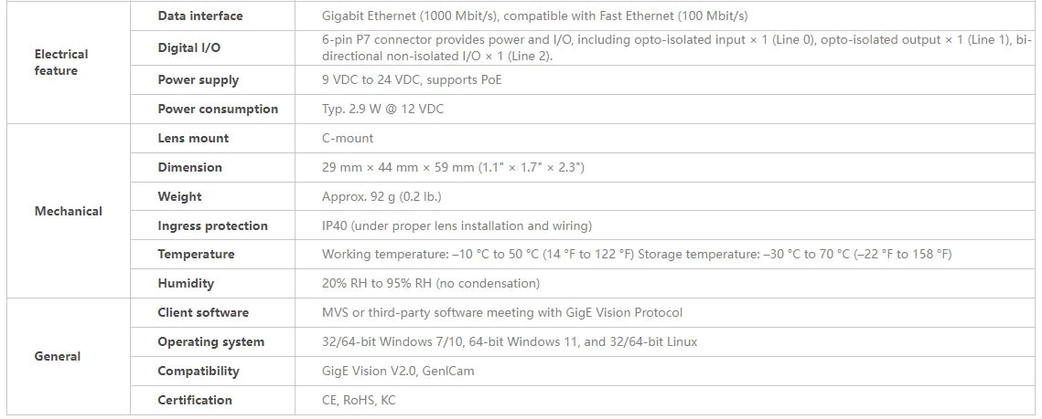 Hikrobot 10MP Global Shutter Industrial Camera, MV-CH100-60GM/MV-CH100-60GC GigE for Precision Inspection