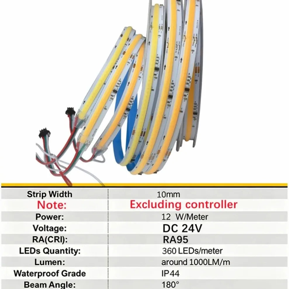 WS2811 IC COB LED Strip DC24V 360LEDs Addressable Running Water Flowing Light Flexible High Density Tape RA90 3000K/4000K/6000K