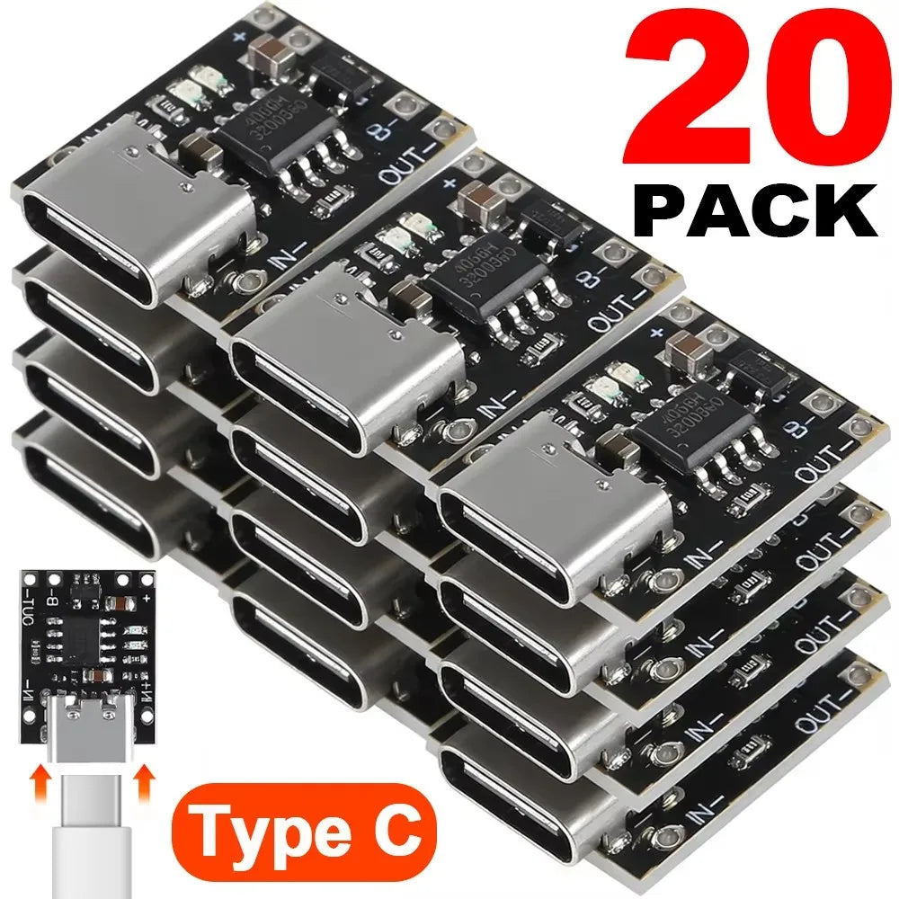 1-20Pcs TP4056 3.7V Lithium Battery Charging Discharging Board With Protection Type-C USB Type C Li-ion Battery Charging Board