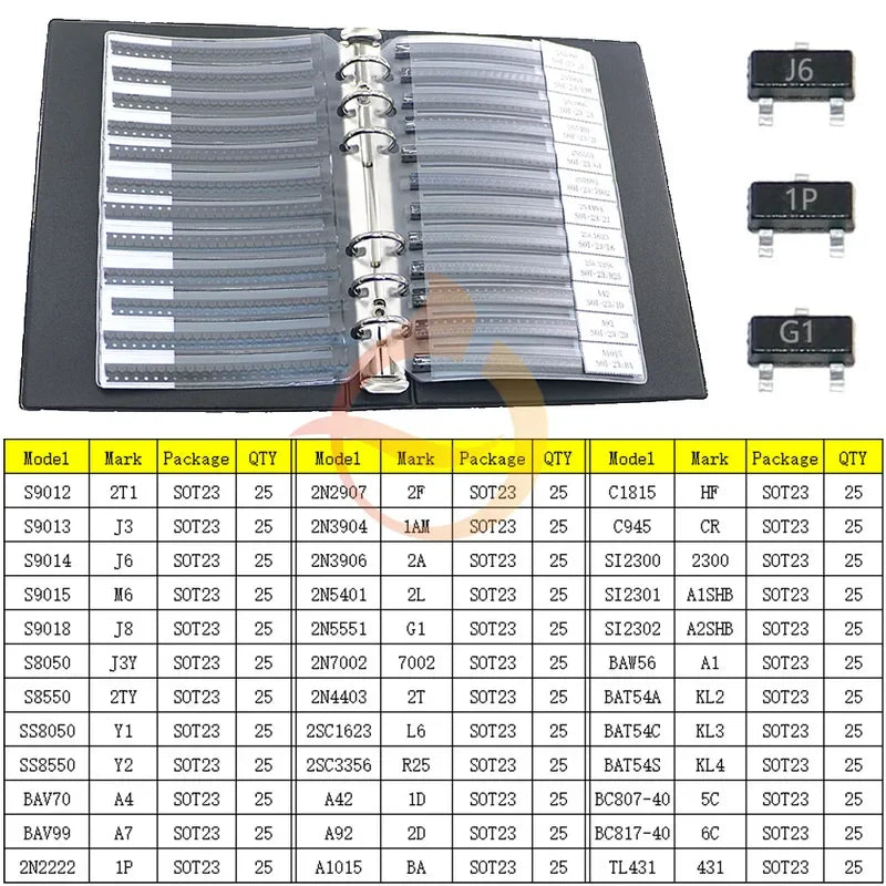 DIP SMD Mosfet Triode Thyristor PNP NPN Voltage regulator Chip Transistor Assortment Kit DIY Mixed Electronic component package