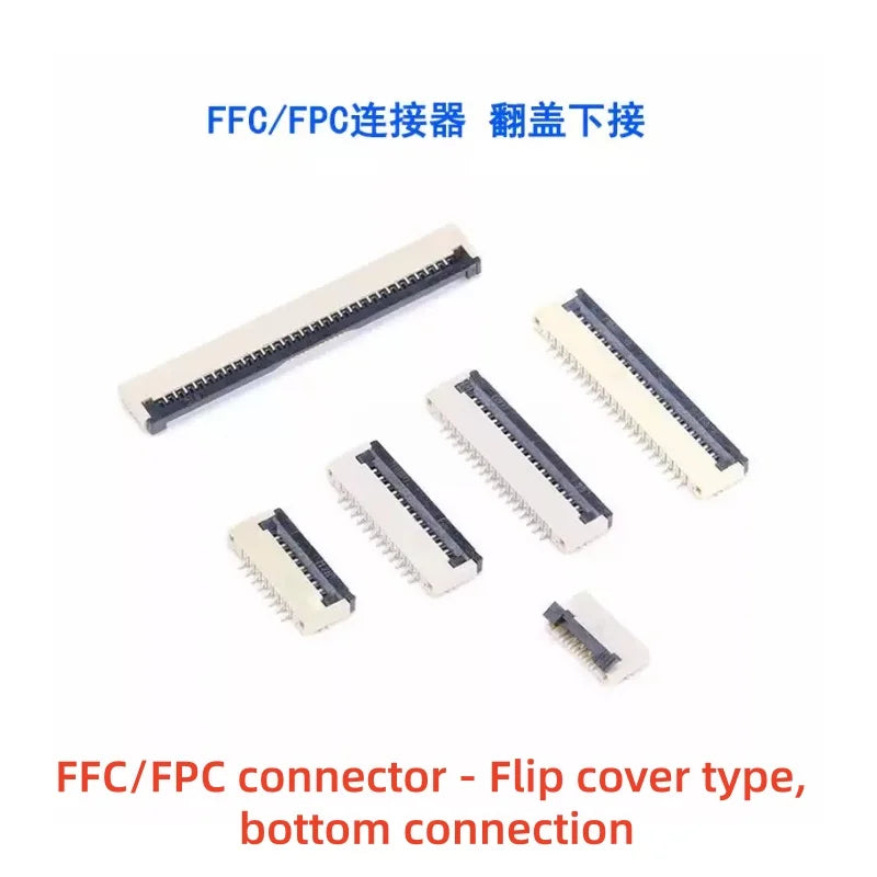 5pcs/10pcs FPC FFC socket Connector 0.5mm 1mm Pitch Flat Cable Flip bottom connection 4/5/6/8/10/12/14/16/20/22/24/30/34/40/50P
