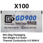 100 Pieces 0.5g Mini Bag Packaging GD Brand Series GD900 Thermal Grease Paste CPU Heat Sink Compound MB05