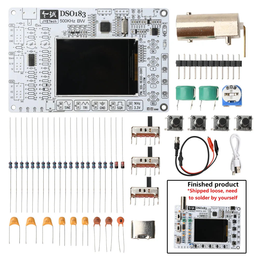 DSO183 Digital Oscilloscope Module DIY Loose Part Teaching Practical Training Electronic Production Kit DC 5V 0-500KHz Type C
