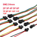 SM2.54 22AWG Cable 2/3/4/5/6-12Pin Plug Socket Male Female 10/15/20/30/50cm Connector LED Strip Light Adapter Wire Harness