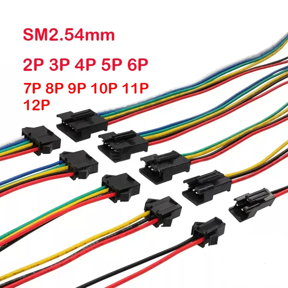 SM2.54 22AWG Cable 2/3/4/5/6-12Pin Plug Socket Male Female 10/15/20/30/50cm Connector LED Strip Light Adapter Wire Harness