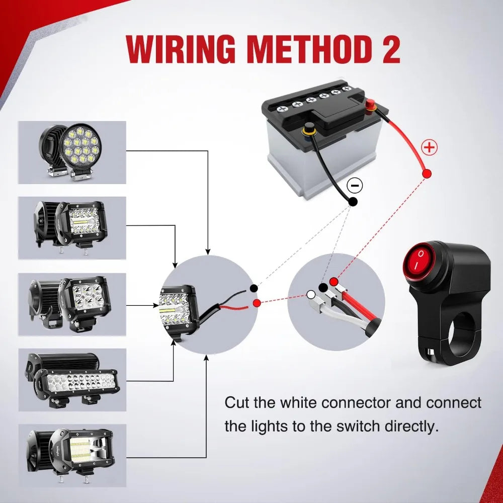 Nilight Motorcycle Handlebar Switch Plug and Play 12V ATV Light Push Button Waterproof ON Off Switches for UTV Driving Lights- Fits 7/8" Handlebars (22mm)