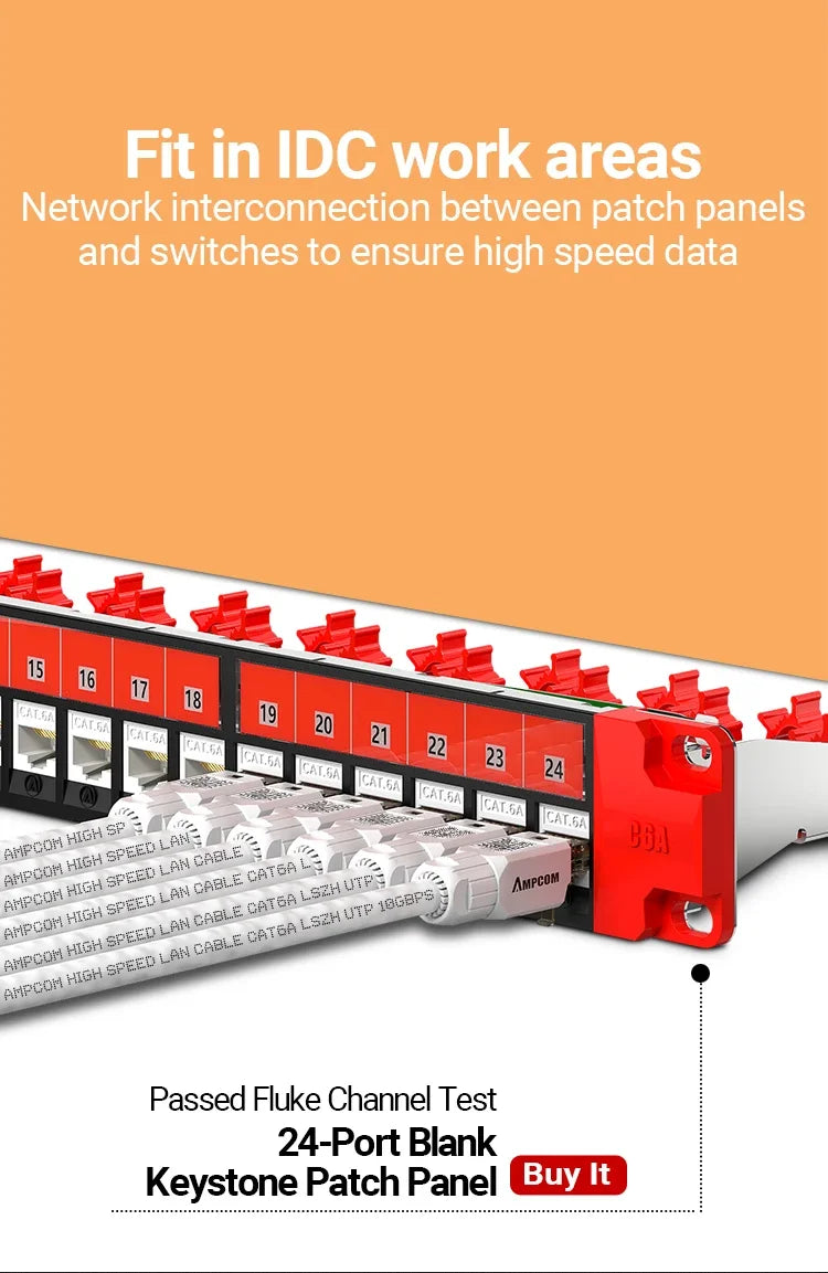 AMPCOM Tool Free RJ45 Connector, No Crimp Tool Less UTP 1000Mbps CAT6/CAT6A Modular PLug for Stranded Solid Lan Ethernet Cable
