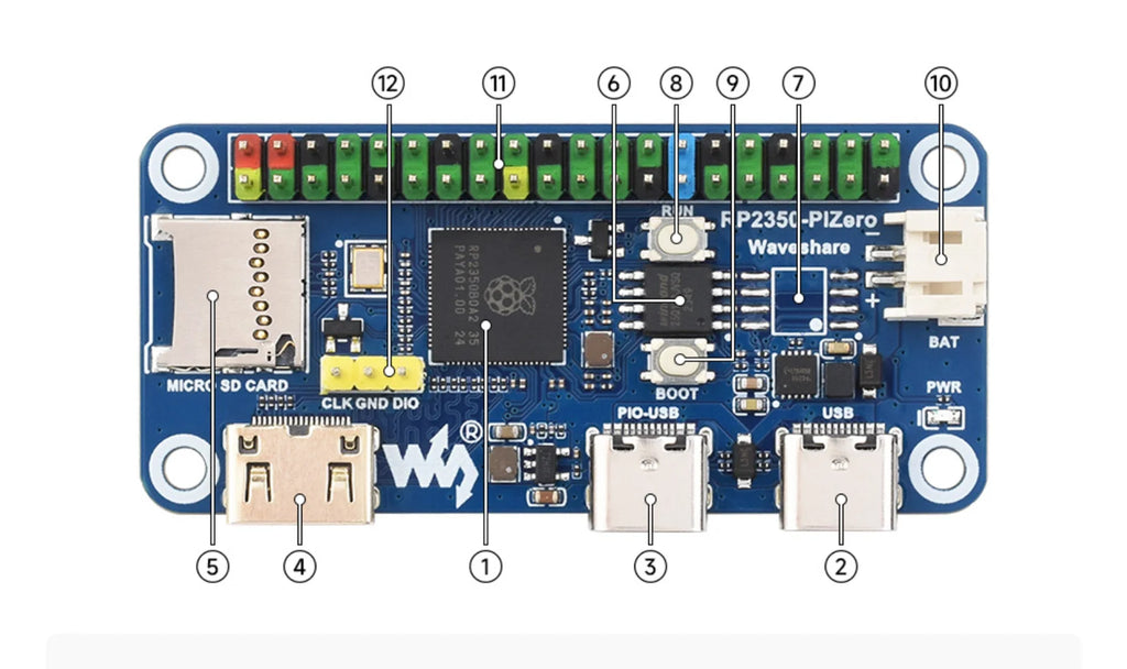 Raspberry Pi RP2350 Development Board Dual Core Processor 40Pin GPIO Compatible with Pi Zero Direct Replacement for DIY Projects