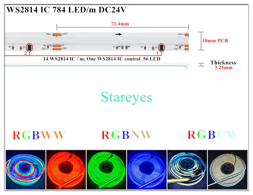 COB SPI LED Strip Light 24V 5m Addressable Pixels White CCT RGB RGBW RGBCCT WS2811 WS2814 Digital IC FCOB Magic Color Tape Rope