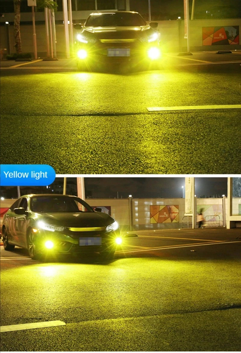 Car Led Fog Lamp with Flashing 3030 Three-Color Fog Lamp Bulb Red Green Pink Blue Super Bright H3 H8 H11 9006 9005 H7 Modified