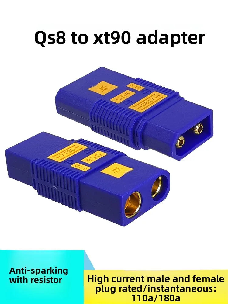 QS8-S/QS8-S+ High-Current Anti-Sparking QS8 to XT90 Adapter, Drone Lithium Battery Connector, Electric Vehicle Charging Plug