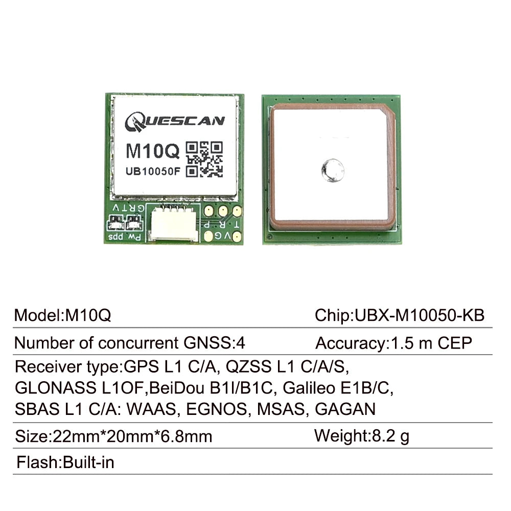 QUESCAN Ublox M10 M9 10Hz GPS Module GNSS Galileo BeiDou GLONASS QZSS SBAS ESP32 Arduino STM32 NMEA GPS Receiver ublox10 ublox9
