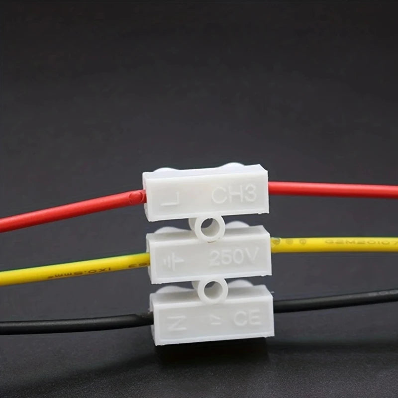 10pcs White No Solding Welding Quick 3P Cable Wire Connector No Screw Terminal  Block Spring Clamp