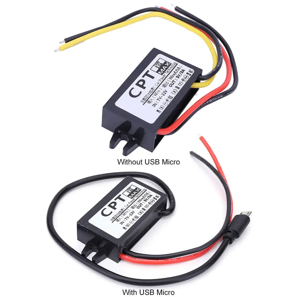 12V To 5V 3A 15W DC/DC Converter Regulator Waterproof CPT Car Power Converter Output Power Adapter Wire Interface