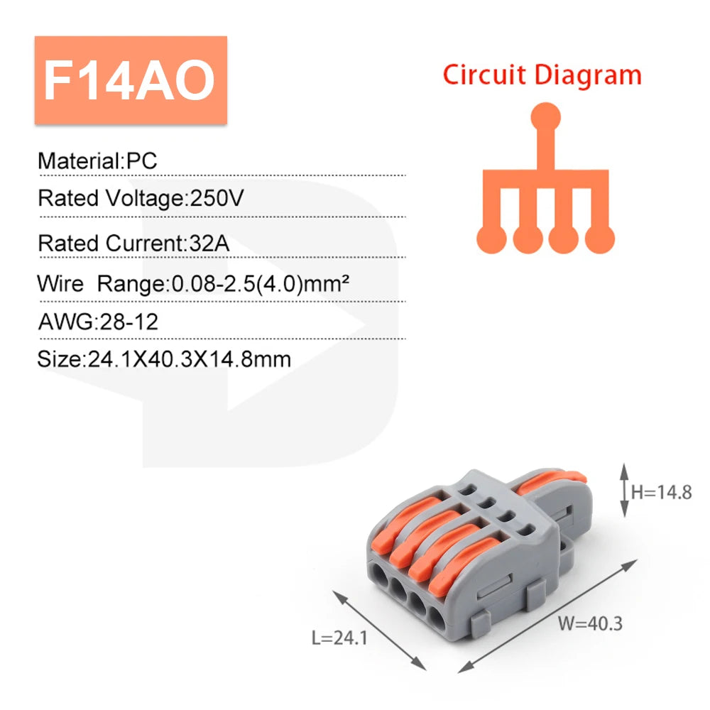 10/100PCS Electrical Cable Connector 1 in Multiple out Quick Wire Terminal Block 2/3/4/5Pin Push in Lever Connectors 0.08-4.0mm2