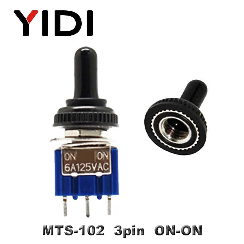 6A 125VAC Mini 6mm Toggle Switch MTS 102 103 202 203 302 303 402 403 on off SPDT DPDT on off on 3PDT Switch with Waterproof Cap