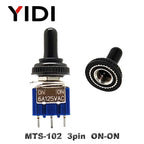 6A 125VAC Mini 6mm Toggle Switch MTS 102 103 202 203 302 303 402 403 on off SPDT DPDT on off on 3PDT Switch with Waterproof Cap