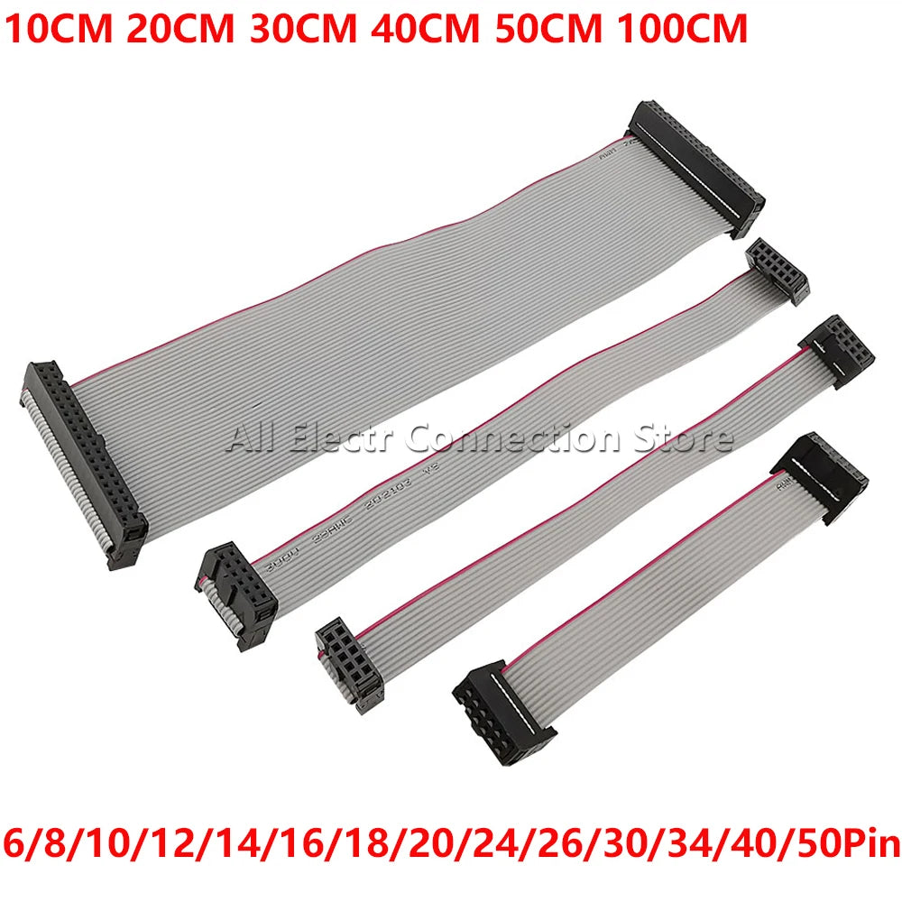 1/2Pcs 2.54mm Pitch FC 6/8/10/12/14/16/18/20/24/26/30/34/40/50 Pin Gray Flat Ribbon Data Cable Connector for DC3 IDC Box Header