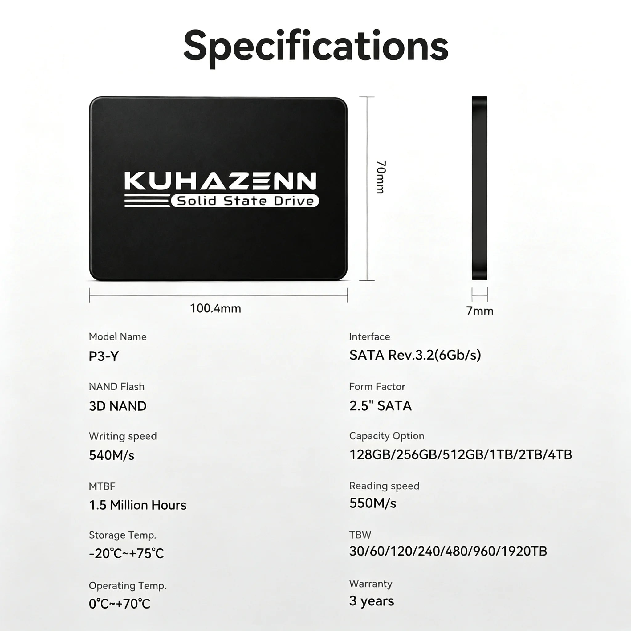 512GB 2.5" SATA3 SSD 3D NAND Flash Internal Solid State Drive Compatible with PS4 Laptop Desktop
