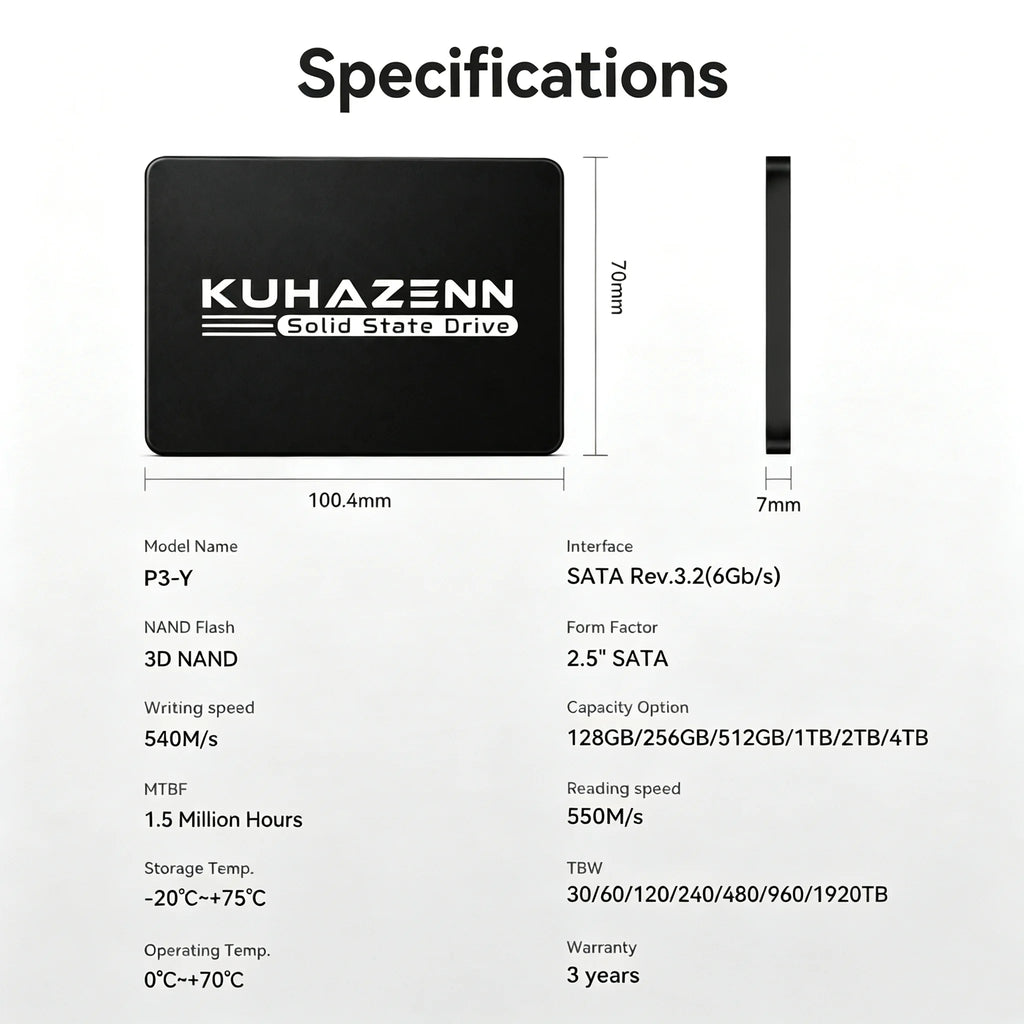 512GB 2.5" SATA3 SSD 3D NAND Flash Internal Solid State Drive Compatible with PS4 Laptop Desktop
