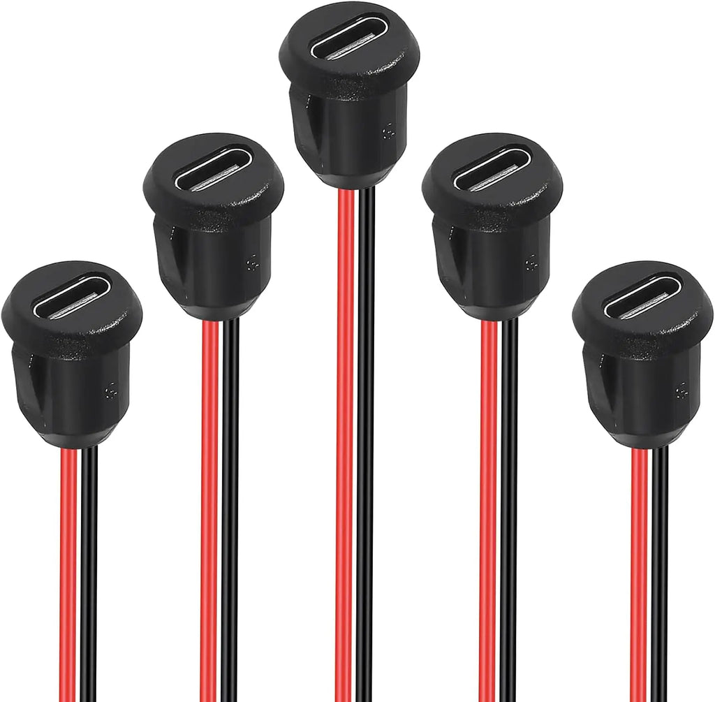 5/10PCS Type-C Female Chassis 2 Pin Type-C Female Socket Connector Waterproof Jack Female Charging Port 3A USB-C Charger Plug