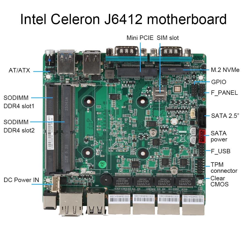 4 Ethernet Mini PC Intel N100 N2830 J1900 J4125 N5105 CPUs X86 Firewall Router Pfsense OPNSENSE Windows Linux Virtual Machine