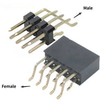 10pcs 2.54mm Double Row Right Angle RA SMT Horizontal SMD/SMT 2X3/4/5/6/7/8/10/20/40P PCB Surface Mount PH8.5 Male Female Header