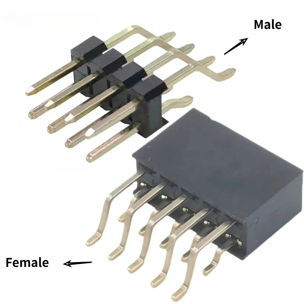 10pcs 2.54mm Double Row Right Angle RA SMT Horizontal SMD/SMT 2X3/4/5/6/7/8/10/20/40P PCB Surface Mount PH8.5 Male Female Header