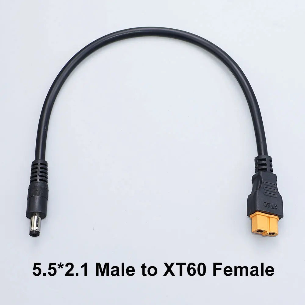 XT60 Plug Male Female Connector to DC 5525/DC5521 Battery Charging Adapter Power Cable For Fly FPV Multirotor Field Repair 15A