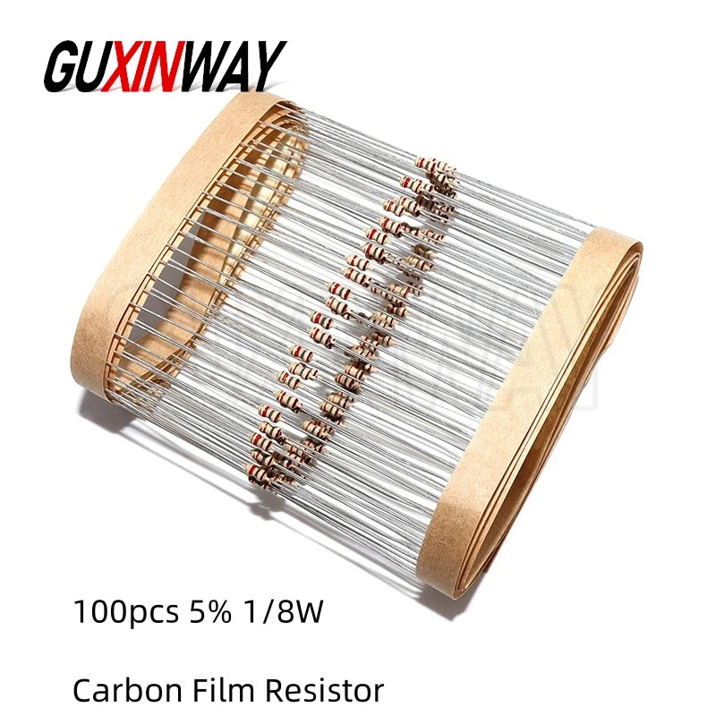 100PCS 1/8W 0.125W Carbon Film Resistor 5% 0R - 1M 10 22 47 100 150 220 270 330 470 510 1K 2.2K 4.7K 5.1K 10K 47K 100K 470K ohm