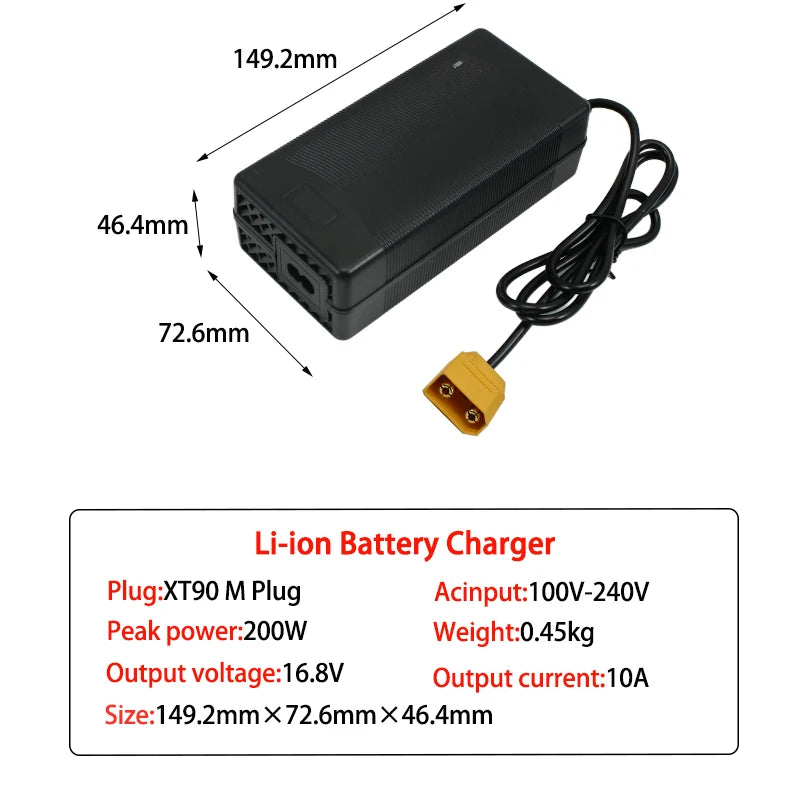 16.8V 10A Smart Charger Is Suitable For 4S 14.8V Li-ion Lipo Battery Fast Charger Optional DC5521/XT60/XT90 High-quality plug